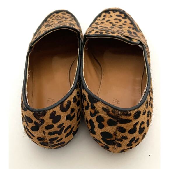 J. Crew Animal Print Leopard Leather Penny Flats Loafers Tan Black Size 7 - Picture 4 of 9